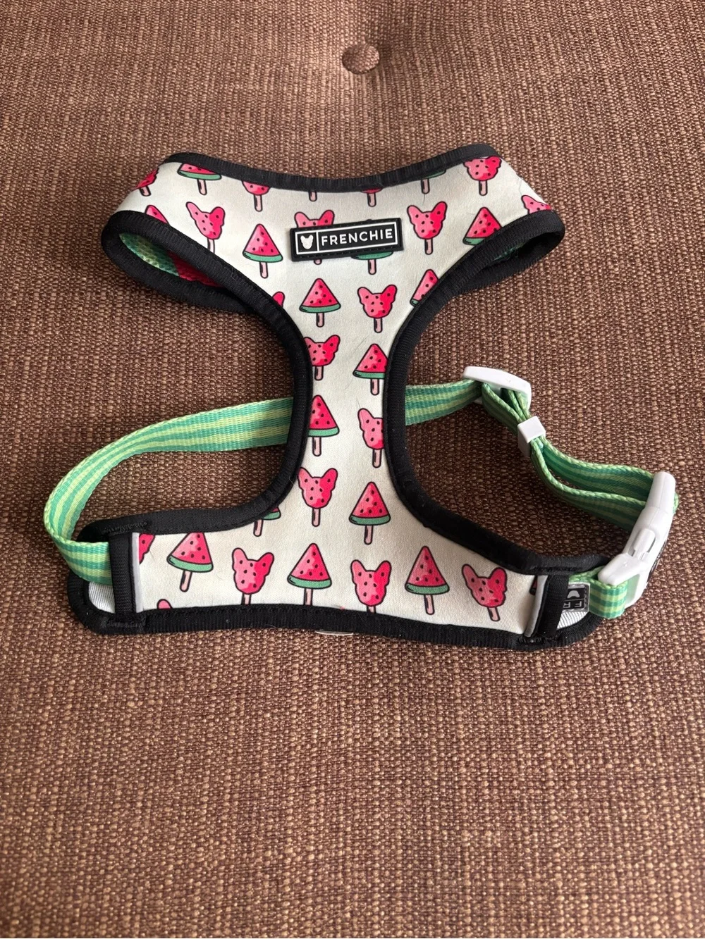 Frenchie Bulldog Reversible Dog Harness in Watermelon Popsicle print, Medium